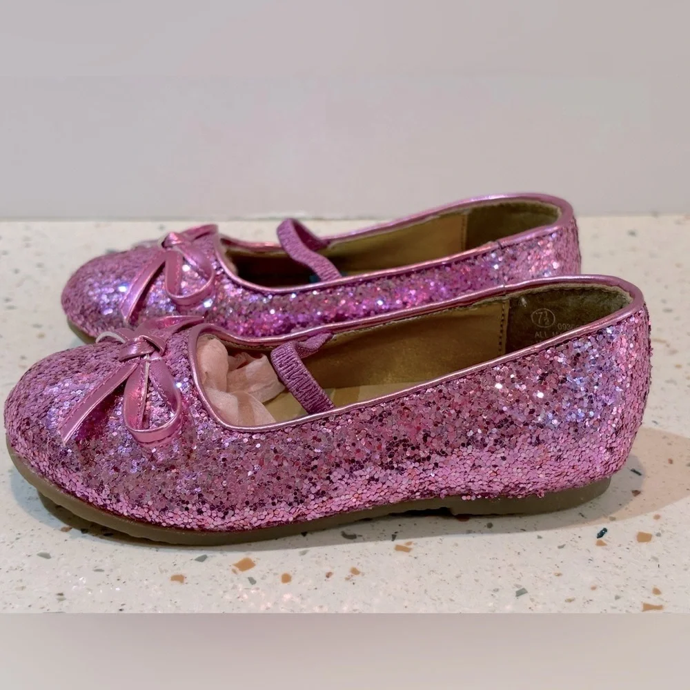 Disney Princess Pink Glitter Sparkle‎ Shoes Sz 7.5 Toddler Girls
